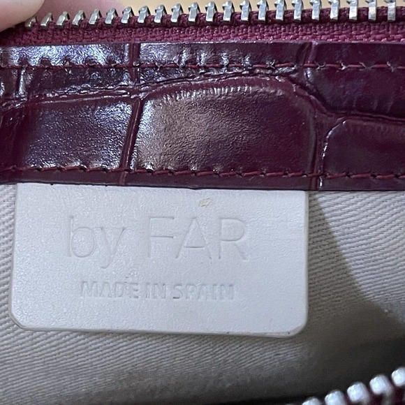 By Far Rachel Croco Embossed Leather Nutella Purple Shoulder Bag Purse $390 - Picture 7 of 7